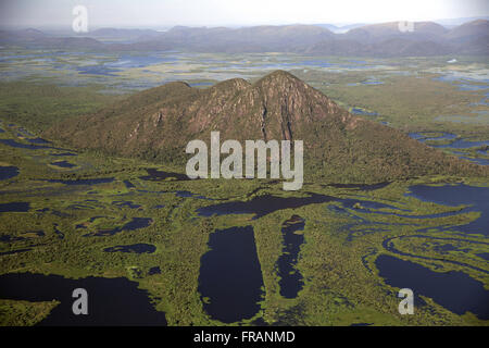 Aerial view of Serra Amolar on the right bank of the Paraguay River in the PRNP Eliezer Batista Stock Photo