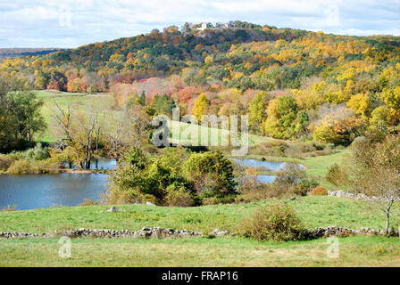 Country Scenic View in New England During Autumn Stock Photo