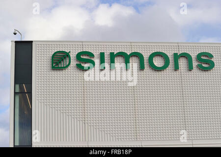 Signage with the SIMONS department logo is displayed outside SIMONS at ...