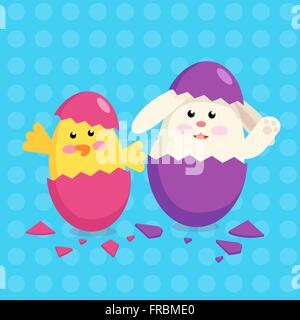 Happy Easter rabbit chicken Stock Vector