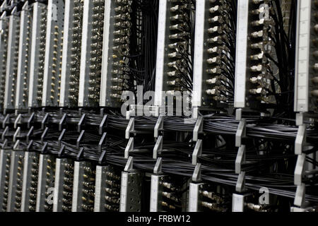 Detail of central processors in servers and telecom operator Stock Photo