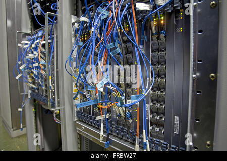 Detail of central processors in servers and telecom operator Stock Photo