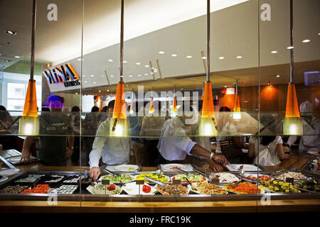 Self-service restaurant in the food court of a shopping center - Botafogo neighborhood Stock Photo