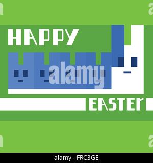 Cartoon Rabbits Happy Easter Holiday Colorful Greeting Card Banner Stock Vector