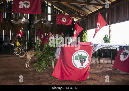 MST flags on the settlement Eli lives in Lerroville district Stock Photo