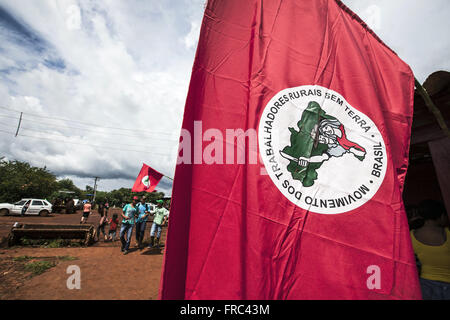 MST flags on the settlement Eli lives in Lerroville district Stock Photo