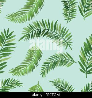 Vintage Seamless tropical palm leaf pattern with texture effect. Vector background illustration. Stock Vector