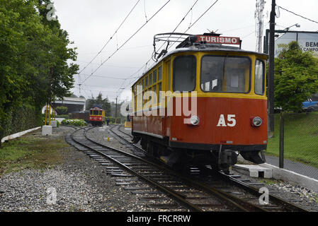 Tourist trams in Vila Capivari Stock Photo