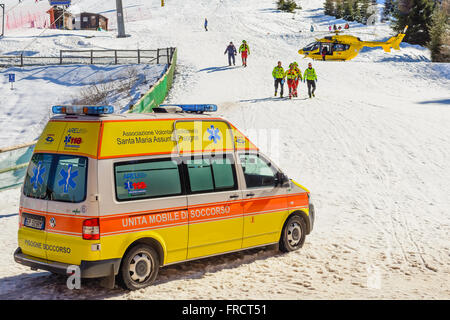 Rescue Emergency Ambulance at Montecampione, Italy Stock Photo