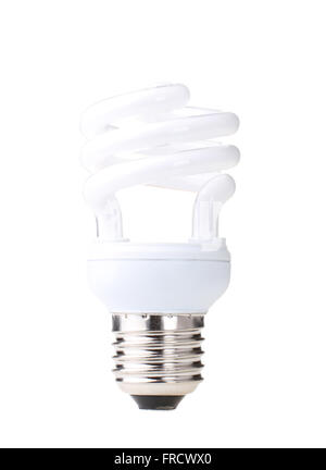 Energy efficient compact fluorescent light globe isolated on a white background. Stock Photo