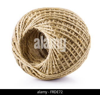 Skein of jute twine isolated on white background. Clipping Path Stock Photo