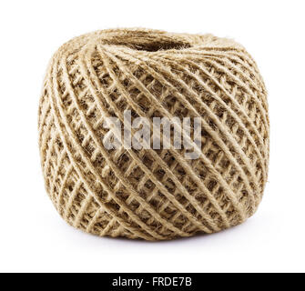 Skein of jute twine isolated on white background. Clipping Path Stock Photo