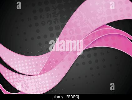 Grunge corporate pink waves on black background. Vector illustration Stock Vector