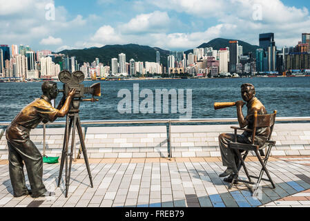Kowloon , Hong Kong, China- June 9, 2014: statues Avenue of Stars Tsim Sha Tsui Kowloon in Hong Kong Stock Photo