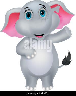 Cute elephant cartoon waving hand Stock Vector Image & Art - Alamy
