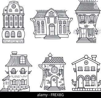 Set of cute doodle houses. Stock Vector