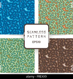 Set of vector seamless patterns in the style of camouflage. Stock Vector