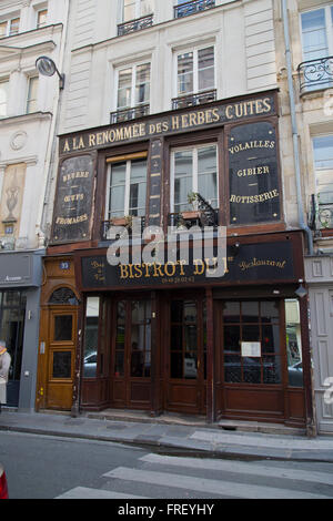 Traditional French Bistro in Paris in winter Stock Photo