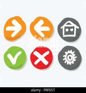 Hand Drawn Web Buttons Colorful Modern Stock Vector