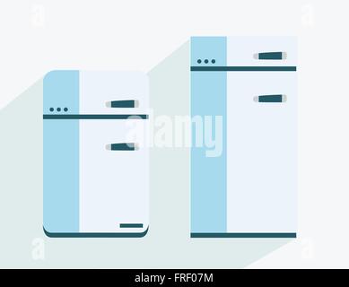 Flat Simple Fridge Icons Isolated on White Stock Vector