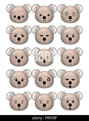 Koala Emoticons Set Different Expresssions Stock Vector