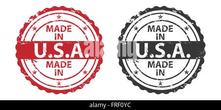 Made in USA Grunge Stamp Red and Black Isolated on white Stock Vector