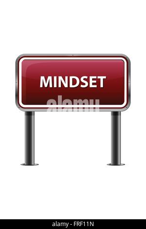 Mindset Red Metallic Motivational Banner on White Background Stock Vector