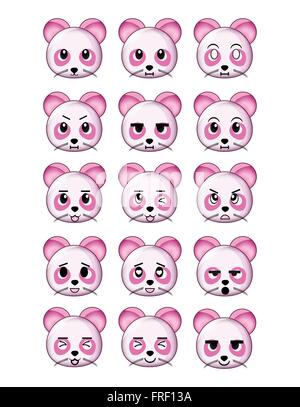 Mice Emoticons Set Different Expressions Stock Vector
