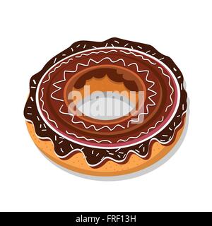 Sweet Donut With Sparks and Decorations and Chocolate Glaze Stock Vector