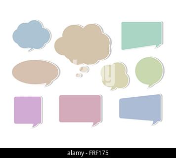 Soft Color Flat Speech Bubbles on Various Shape and Forms Stock Vector