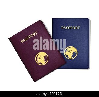 Passports Blue/Red Isolated on White Stock Vector