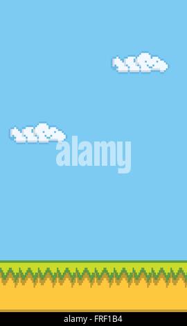 Platform Game Background Flat Retro Style Stock Vector