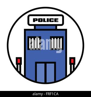 Flat Police Station Icon: Vector Stock Vector