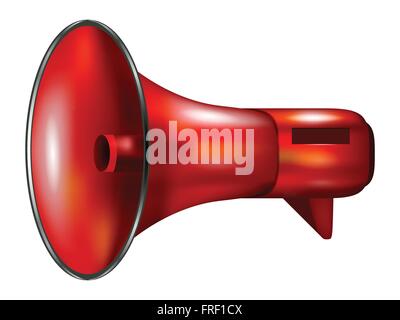 Red Retro Realistic Loudspeaker Icon Isolated on White Stock Vector