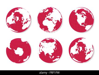 Green Earth Globes Isolated on White Stock Vector