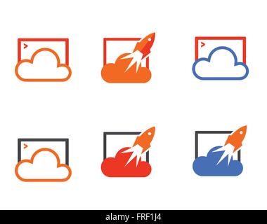 Rocket Web Cloud Icon Stock Vector