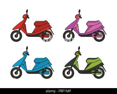 Colored scooters on white background Stock Vector