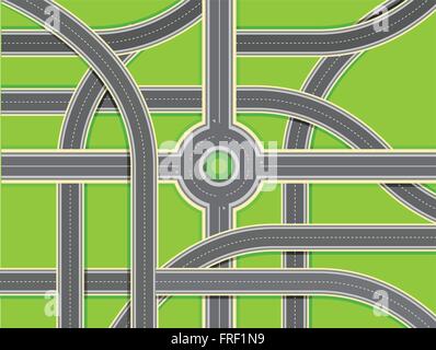 Aerial View - Top View Roads Intersections, Highways Stock Vector