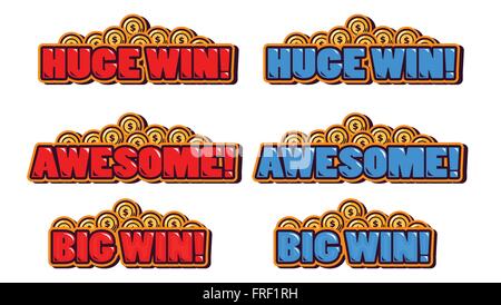 Slots Machine Winning Messages Stock Vector