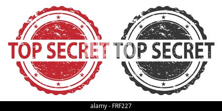 Top Secret Grunge Stamp Red and Black Isolated on white Stock Vector