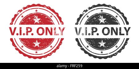 VIP Only Grunge Stamp Red and Black Isolated on white Stock Vector