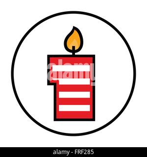 Birthday Candle Number One on White Stock Vector
