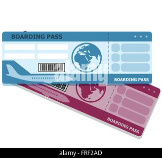 Flight Boarding Passes Isolated on White Stock Vector
