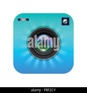 Camera Icon Blue on White (Round Corners) Stock Vector