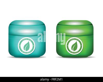 Cosmetic Container for Cream Blue and Green Stock Vector