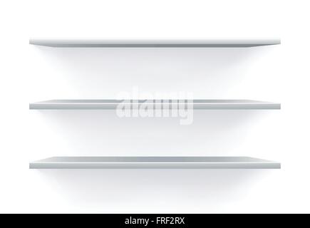 Wide Empty Shelves in 3D View Stock Vector