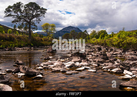 Looking south west down Glen Torridon towards Sgurr Dubh. Stock Photo