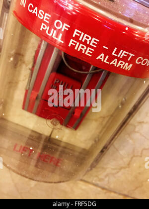 Commercial Fire Alarm with Pull Lever, USA Stock Photo