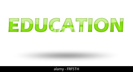 Word Education with green letters and shadow. Stock Photo