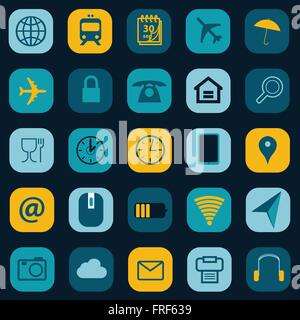 Business travel icons set Stock Vector